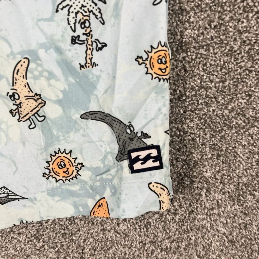 Billabong Boys Swim Trunks Size L 14-16 Blue Graphic Board Shorts Beach Surf
